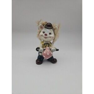 Vintage Hobo Mouse Figurine 5" Enesco Ceramic Decorative Collectible